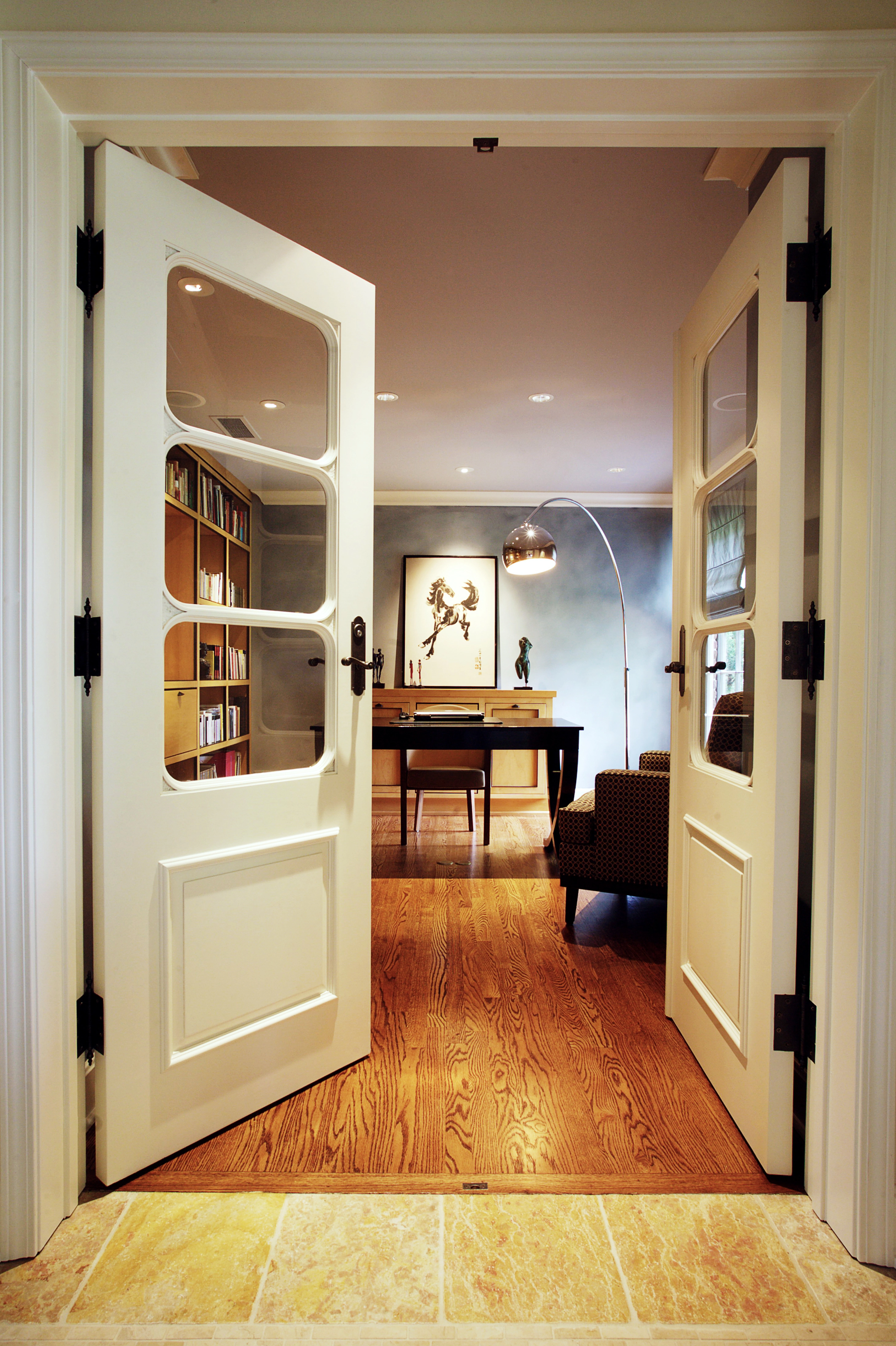 Study entrance through French doors